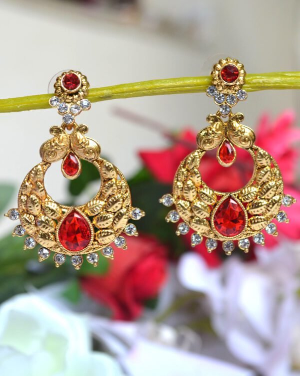 red jhumka earrings set