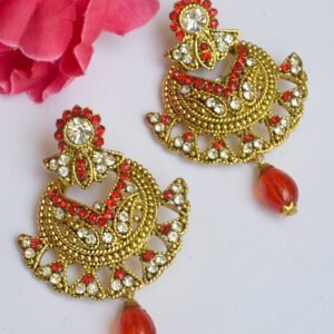 red beads stud earrings