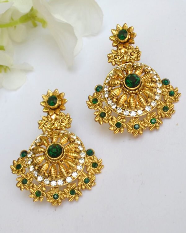 green beads earrings online