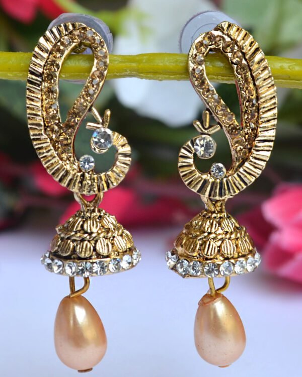 pearl drop jhumka earrings