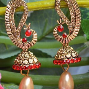 red pearl drop earrings