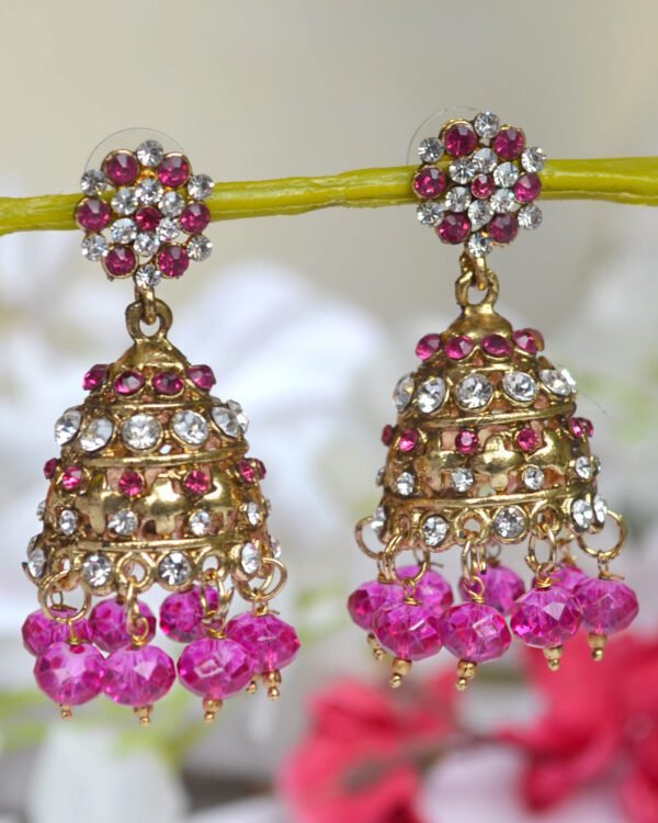 pink pearl earrings set