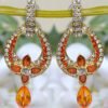 orange pearl jhumka earrings set