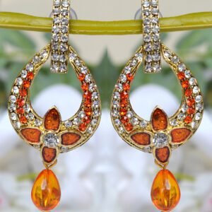 orange pearl jhumka earrings set