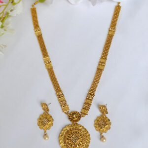long golden necklace