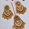 golden earrings & maang tikka set