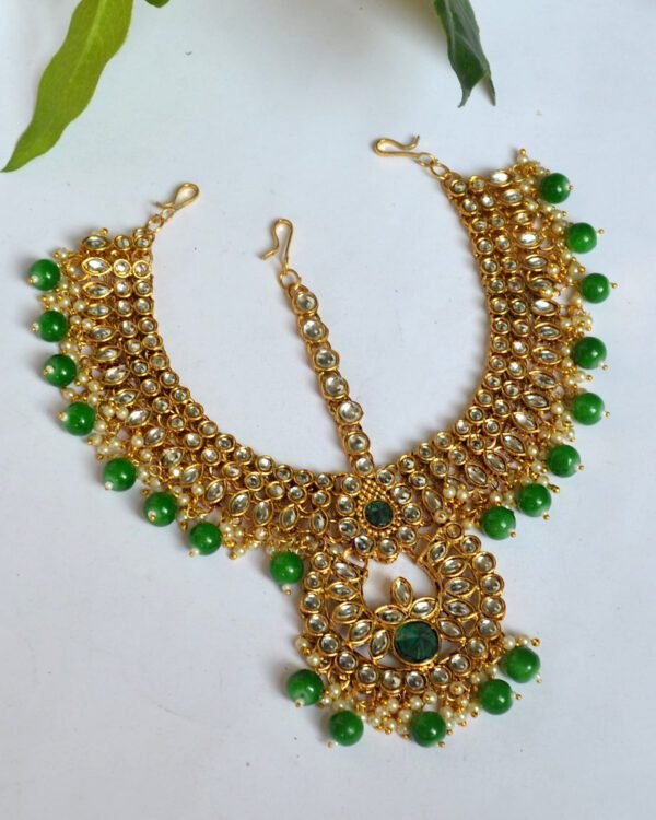 green beads mathaptti head jewelry
