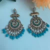 chandbali earrings aqua color